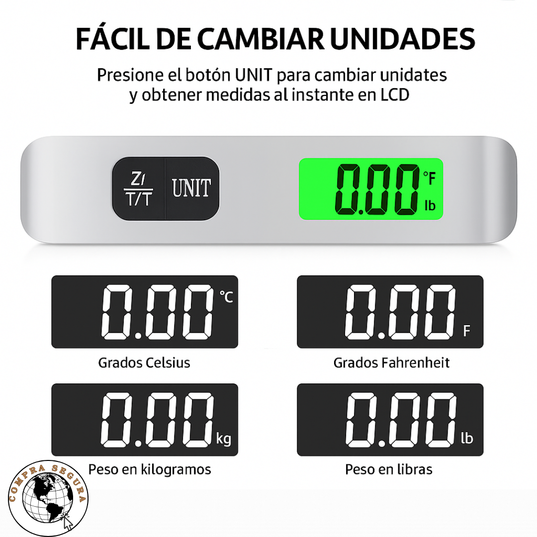 LugWeight Pro – Báscula Digital Portátil para Equipaje (110 lb)