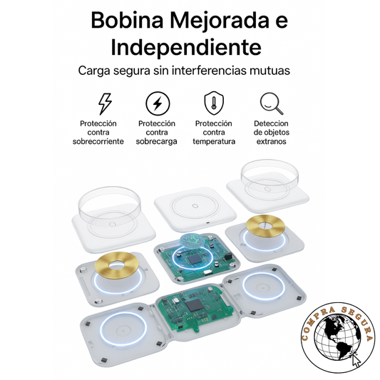 "CargaPro 3 en 1 : Cargador Inalámbrico Plegable para Todos tus Dispositivos"
